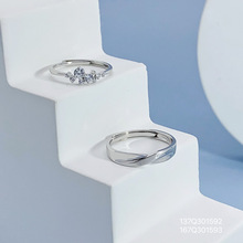 s925纯银戒指男女款开口小众设计莫桑钻情侣对戒情人节送女友礼物