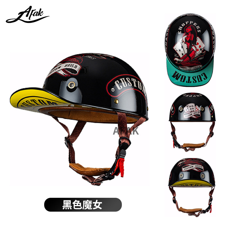Al por mayor casco de motocicleta medio casco verano hombres y mujeres retro Harley motocicleta eléctrica gorra de béisbol primicia casco fabricante