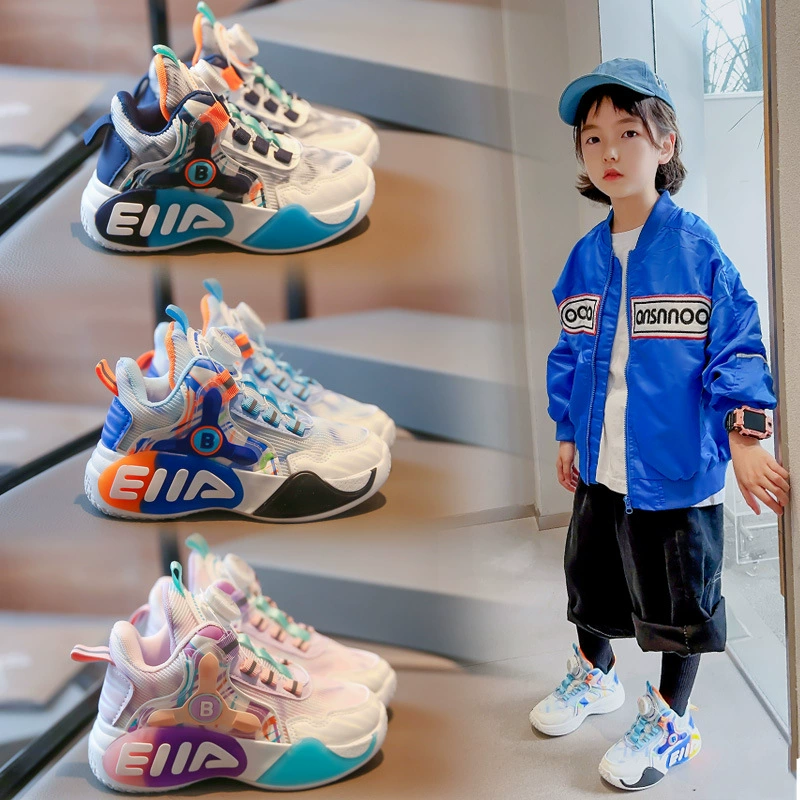 Мужская и женская детская обувь, весна 2023, новые детские кроссовки, Баскетбольная обувь для бега с мягкой подошвой и поворотными пуговицами для девочек, мальчик