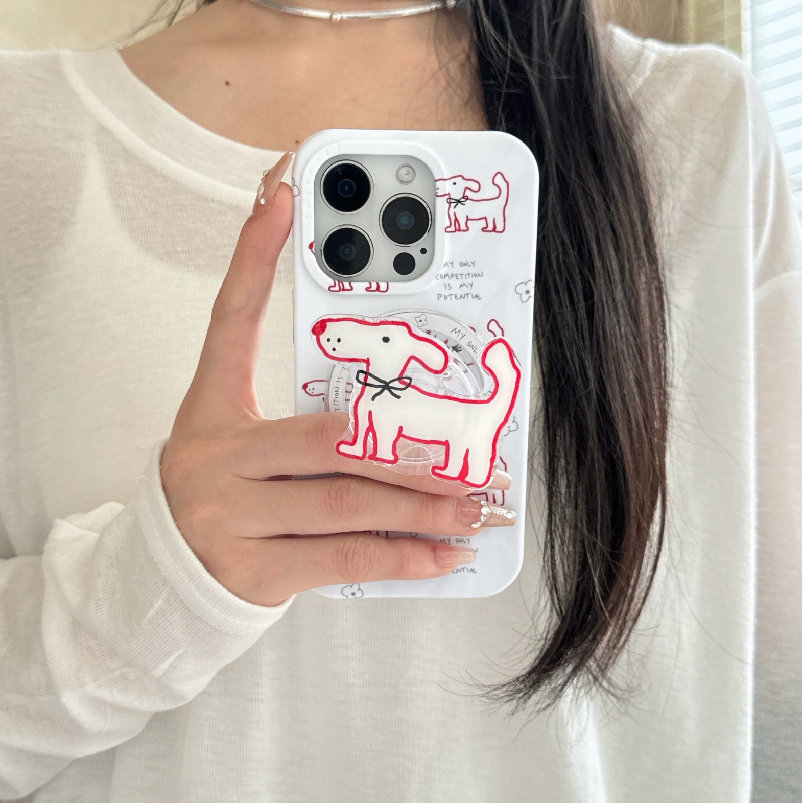 Dibujos animados línea inglesa salchicha perro apple 15ProMax funda para teléfono móvil 16Pro atracción magnética 14/13 flor 16