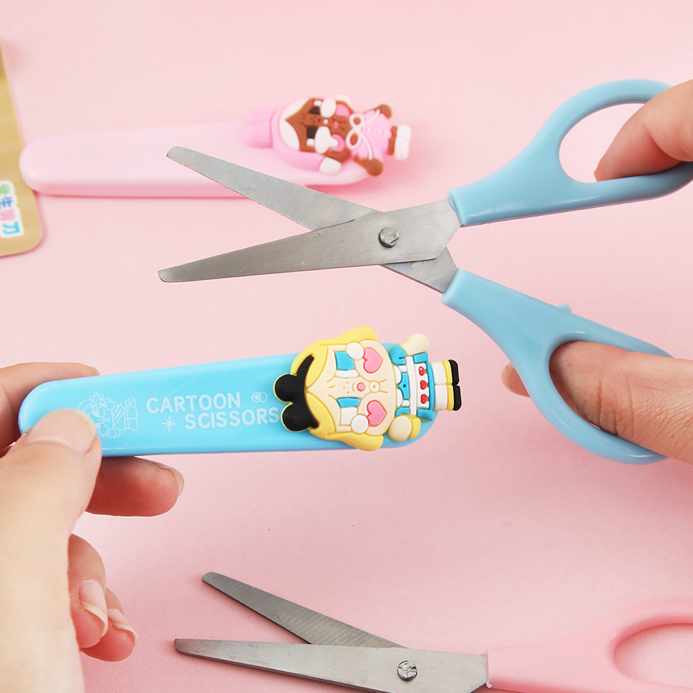 Tijeras de estudiantes de acero inoxidable de dibujos animados llorando bebé herramientas de corte de papel DIY útiles de enseñanza para estudiantes suministros creativos