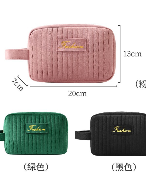 Nueva bolsa de maquillaje de damas de terciopelo holandés de gran capacidad, bolsa de cremallera, bolsa de maquillaje portátil, productos de cuidado de la piel de viaje, bolsa de lavado y maquillaje