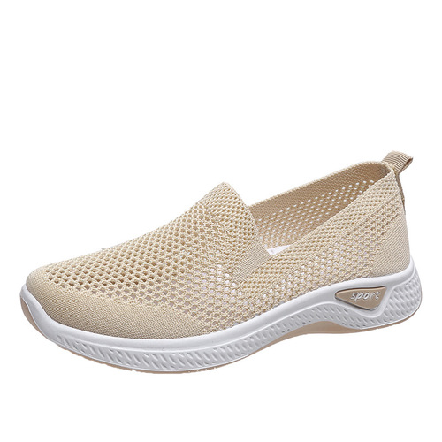 Sports shoes for women in the summer, lightweight slip-on slip-ons for women, fly-woven soft-soled casual shoes for women, hollow breathable mesh shoes