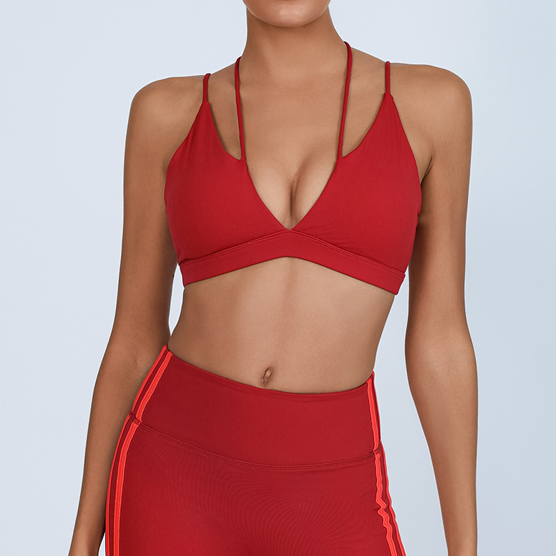 Comercio exterior Yoga transfronterizo Beauty Back Fitness Chaleco Mujer con almohadilla para el pecho Alta elasticidad y secado rápido para envolver el pecho Sujetador de entrenamiento de fitness deportivo