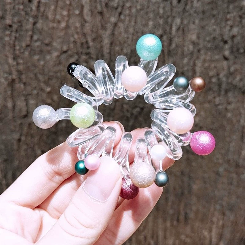 Проволока для волос Telephone Coil Hair Rope (П ponytail) — матовая и прозрачная, корейский простой элегантный, ассорти цветов