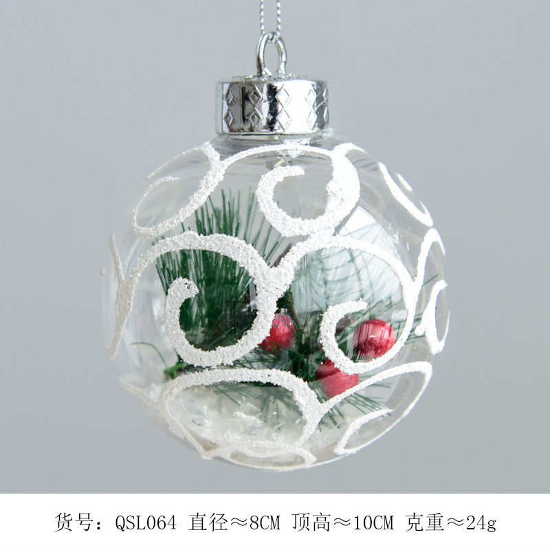 Decoraciones de vacaciones de Navidad 6cm transparente BOLA DE Navidad copo de nieve paisaje colgante bola Hotel Mall diseño de árbol de Navidad