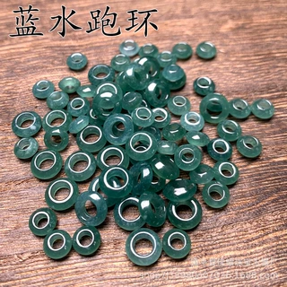 蓝水隔珠天然冰种蓝水翡翠圆环跑环 diy手链项链耳环配饰