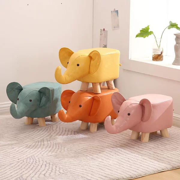 Solid Wood Small Stool Cartoon Animal Elephant Low Stool Household Living Room Fashion Small Stool Creative Children's Stool