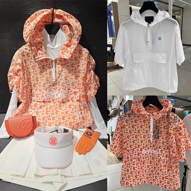 Korean Golf Summer New Style Women's Hooded Fashionable Outdoor Short-Sleeved Top, Thin Quick-Drying Sports Trend