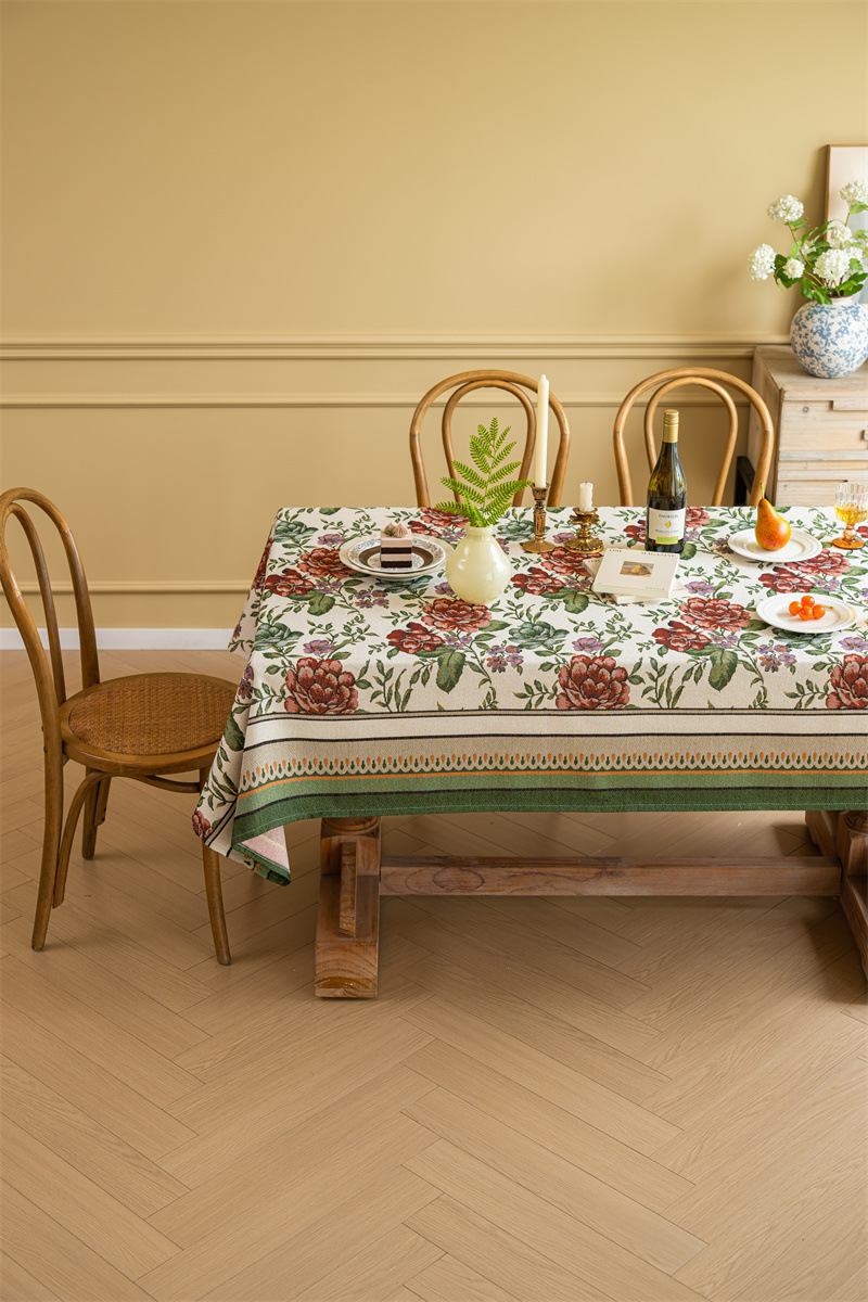 Vintage Jacquard Tischdecke Mit Blumenmuster Im Retro-stil_voghion.com