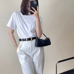 Niche design genuine leather retro pen holder bag simple handbag 90s bag cowhide mini armpit handbag women's bag