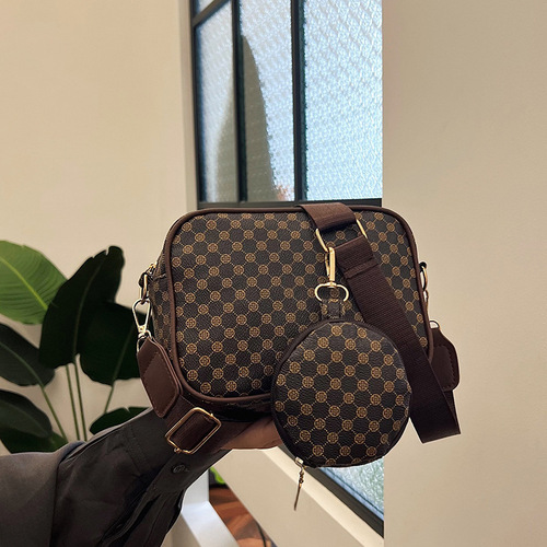 Shoulder bag retro parent-child small square bag simple wide strap crossbody bag texture women's bag dropshipping