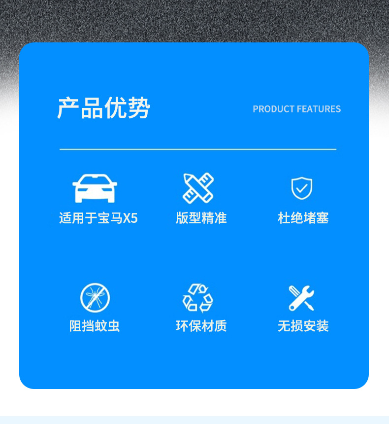 Suitable for Great Wall Tank 500 Sport Edition Models 23-26, Anti-Insect Net, Grille, Water Tank Clip Installation, No Disassembly Required, for Modification Use
