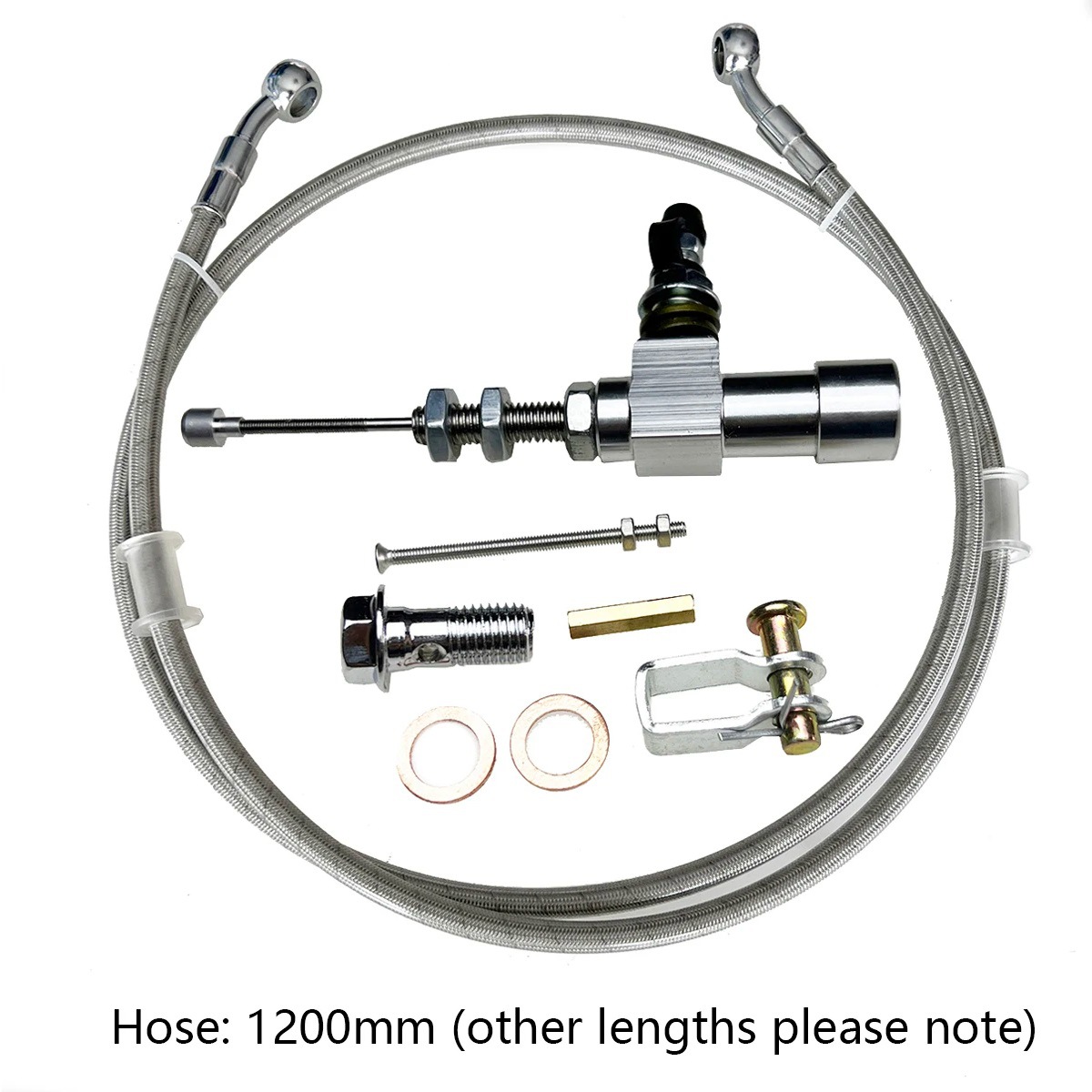 Other brake systems: Motuoche Motorcycle Hydraulic Clutch - silver-clutch-lower-pump-120-oil-pipe-bleed-screw