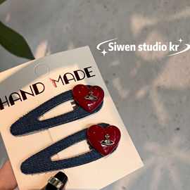 【实拍】春夏新款牛仔土星BB夹自制款INS星球韩女刘海边夹