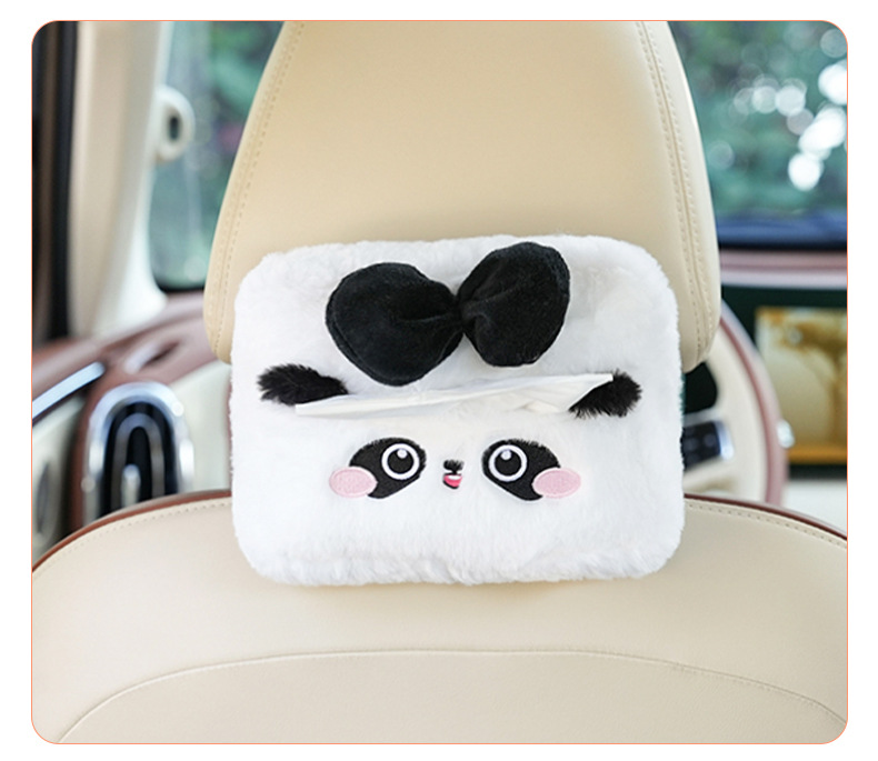 Plush cartoon car tissue box multifunctional car armrest box tissue box cute hanging tissue storage box