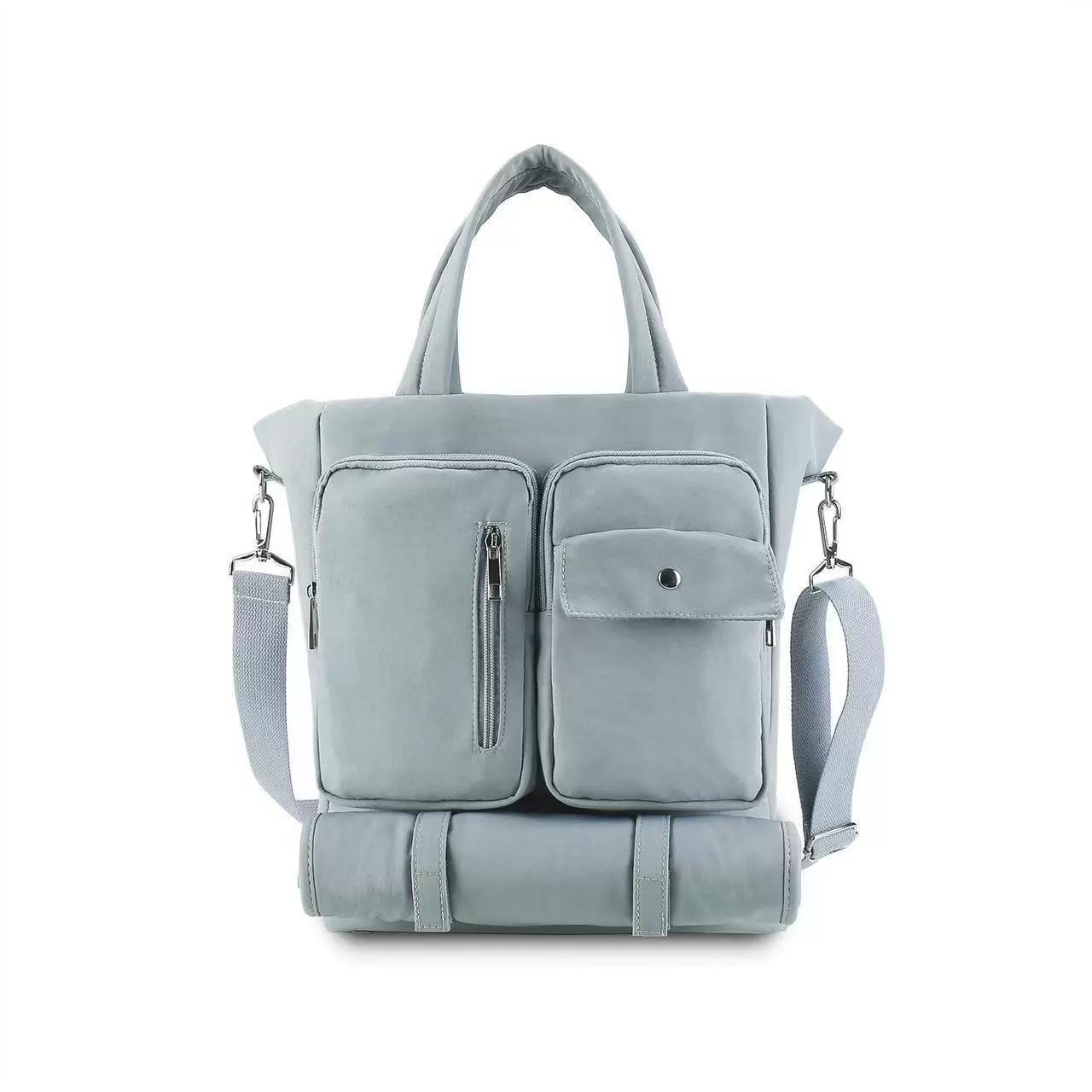 纯色间棉柔软休闲双肩包潮流母婴包简约多隔层书包户外旅行运动背