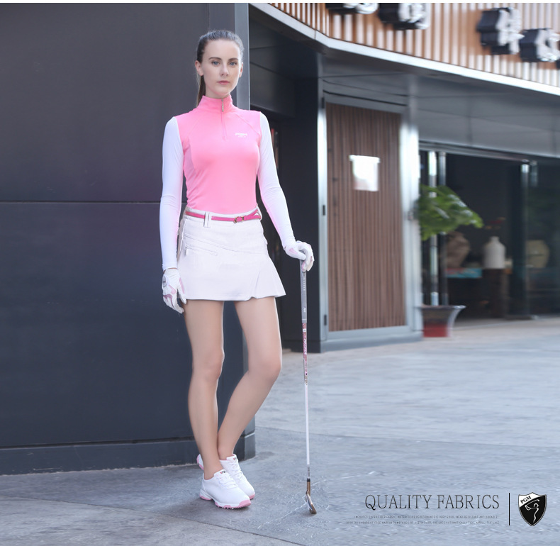 Váy golf nữ hakama dây kéo thời trang xếp ly lót an toàn — Qz012 màu cam, Qz012 màu đỏ hoa hồng, Qz012 màu trắng, QZ012 màu xanh lam chi tiết 3
