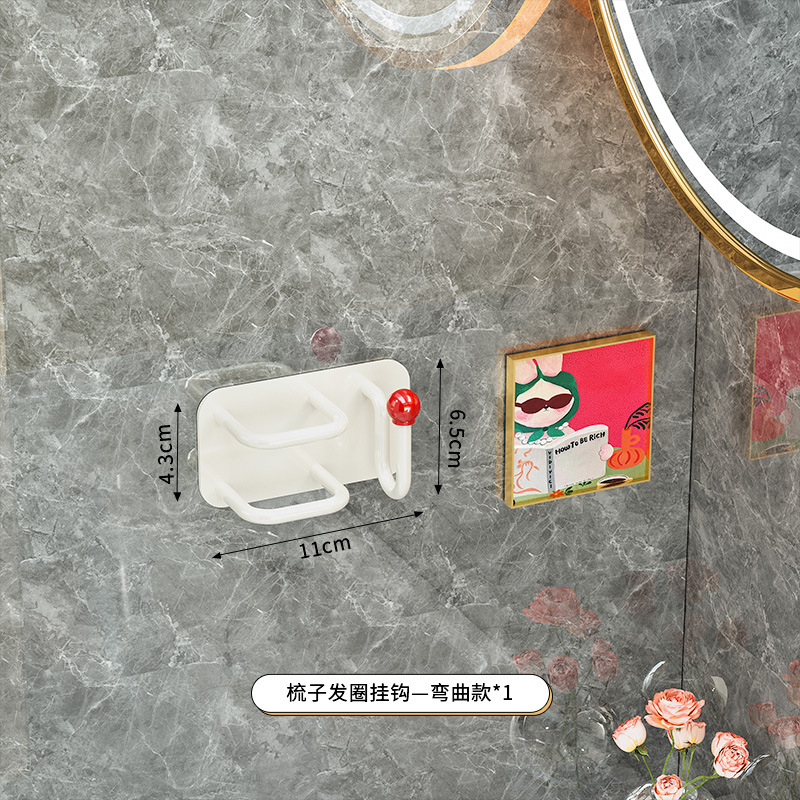 吸盤コーム収納ラック、浴室ヘアゴム、ヘッドバンド収納、壁掛けアーティファクトフック、浴室パンチフリーフック|undefined