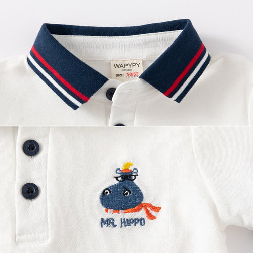 Children's short-sleeved T-shirt  new boys polo shirt lapel embroidered top baby fashion summer children's clothing trend
