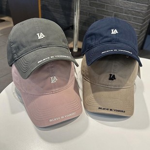 Baseball Cap for Women, Korean Style, Simple Small Letters, Casual Curved Brim Hat, Street Versatile Brim Letter Embroidered Peaked Cap