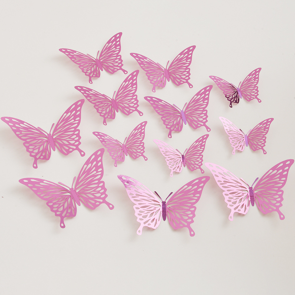 Amazon negro 3D estereoscópico hueco mariposa pegatinas de pared sala de estar diseño de pared festivales decoración de boda pegatinas lotes
