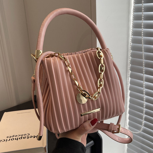 Korean-style fashionable and trendy crossbody bag chain top-handle bag versatile niche shoulder bucket bag