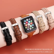 蘋果iwatch7代小蠻腰表帶女適用apple watch表帶跨境真皮蘋果表帶