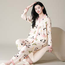 睡衣女春秋季2025年新款长袖女士和服领可外穿秋天家居服两件套