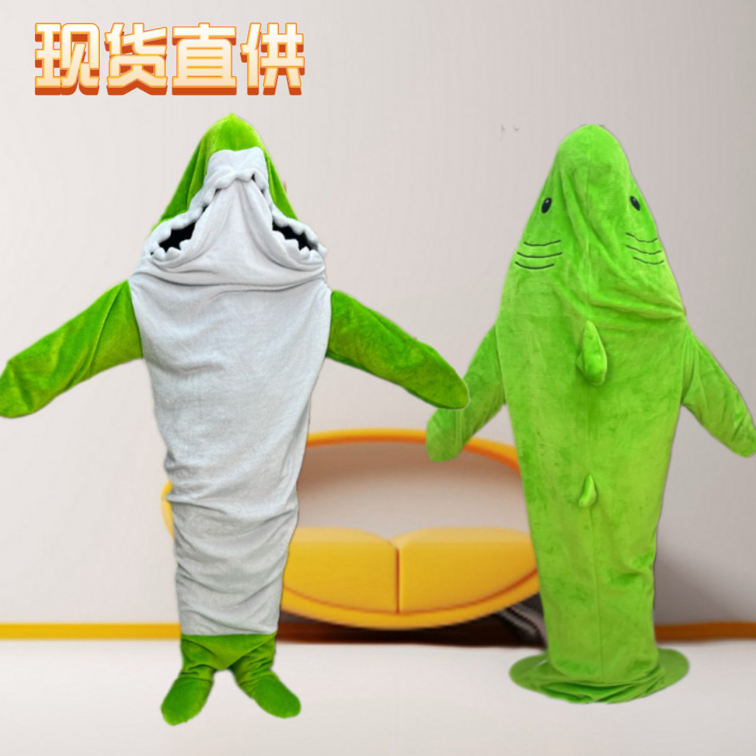 Suministro directo de fábrica tiburón saco de dormir franela tiburón con capucha saco de dormir usable suelta de una pieza pijamas casa