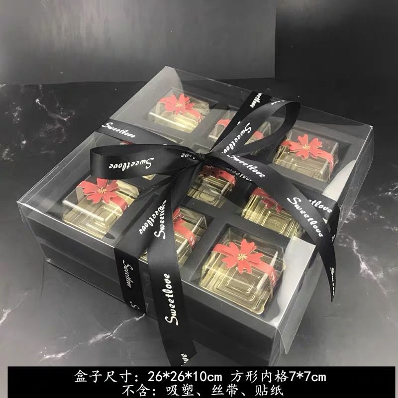 Caja de embalaje de pastel de luna transparente, 4 cápsulas, 6 cápsulas, caja de regalo, bolsa de regalo, caja de embalaje de huevo a medida, piel de hielo, luna