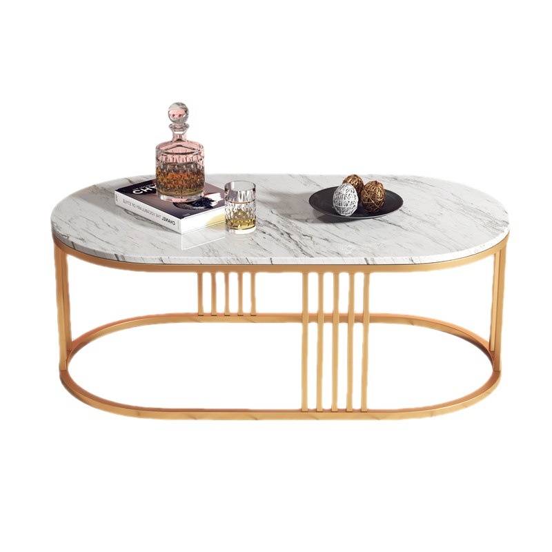 Selección estricta de la sala de estar mesa de té de mármol moderna simple pequeña mesa de té sofá elíptico personalidad mesa de té creativa