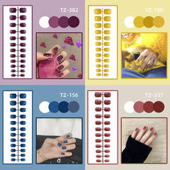 [Strip Pack] Mini short square glossy nail patches, finished fake nails, 24 pieces of wearable manicure tools