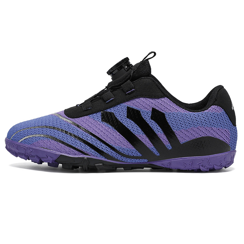 Verano nuevos zapatos de fútbol de malla transpirable para niños botón giratorio para niños TF zapatos de entrenamiento de fútbol de clavos rotos