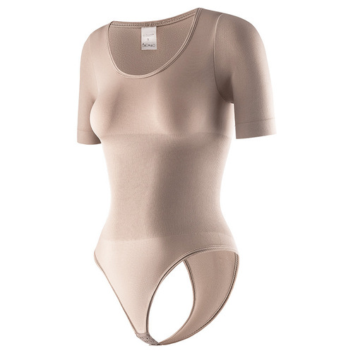 Shaped clothes for women's seamless short-sleeved T-piece one-piece suit large size body corset T-shape hip lifting base one-piece corset suit