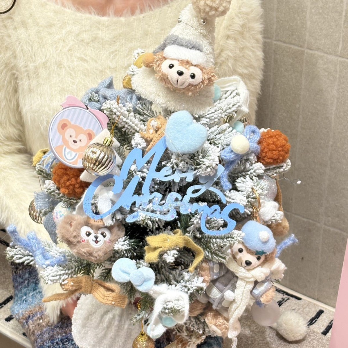 완성된 선물 상자 스타일의 대피 오르골 크리스마스 트리(완성된 전체 높이 약 50cm)