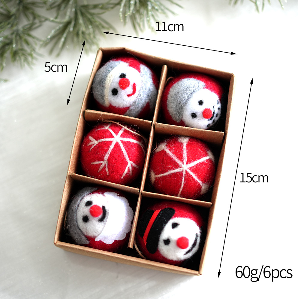Bola de lana caja decorativa BOLA DE Navidad patrón de dibujos animados árbol de Navidad colgante Regalo De vacaciones decoración de la ventana color mezclado