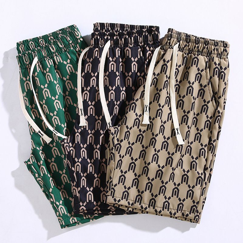 Sommershorts Herren 2023 neuer Modetrend Eisseide schnelltrocknende Herren Beachwear Halbzwerghose_voghion.com