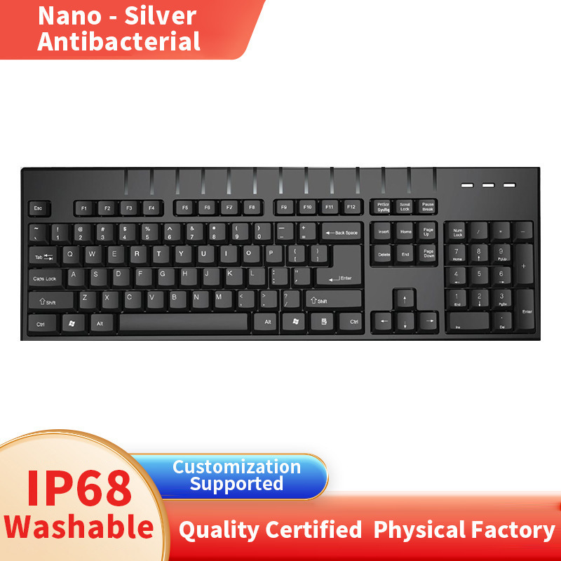 Cross-Border Ip68 Washable Sanitary Keyboard Silent Antibacterial Waterproof Keyboard Wired Office Medical Waterproof Keyboard Cross-Border Ip68 Washable Sanitary Keyboard Silent Antibacterial Waterproof Keyboard Wired Office Medical Waterproof Keyboard