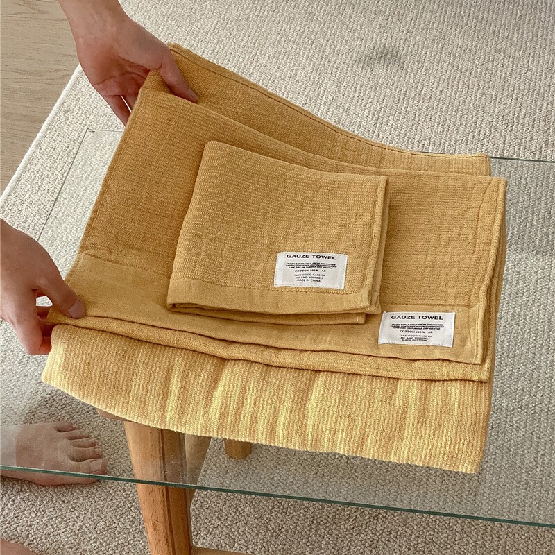 Japanese Style Pure Cotton Zou Zou Gauze Towel Solid Color Baby Soft Skin Friendly Bath Towel Cleansing Towel Super Soft Absorbent Cotton