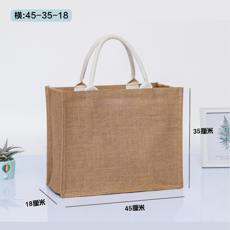 En stock yute bolso empresa regalo publicidad bolsa de lino en blanco DIY algodón y lino bolsa de compras de impresión al por mayor