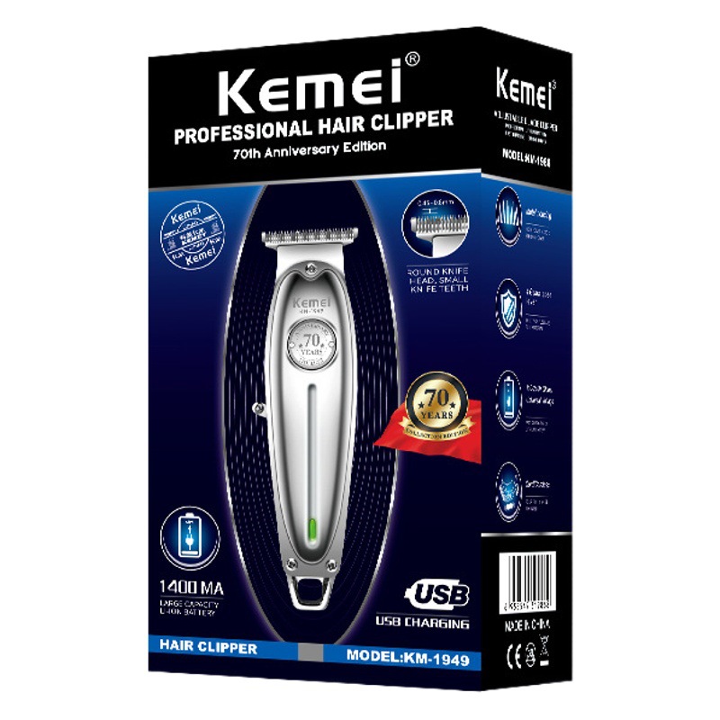 Cortapelos eléctrico Kemei para recortes de precisión, máquina de cortar pelo profesional de metal para peluquería, venta al por mayor KM-1949.