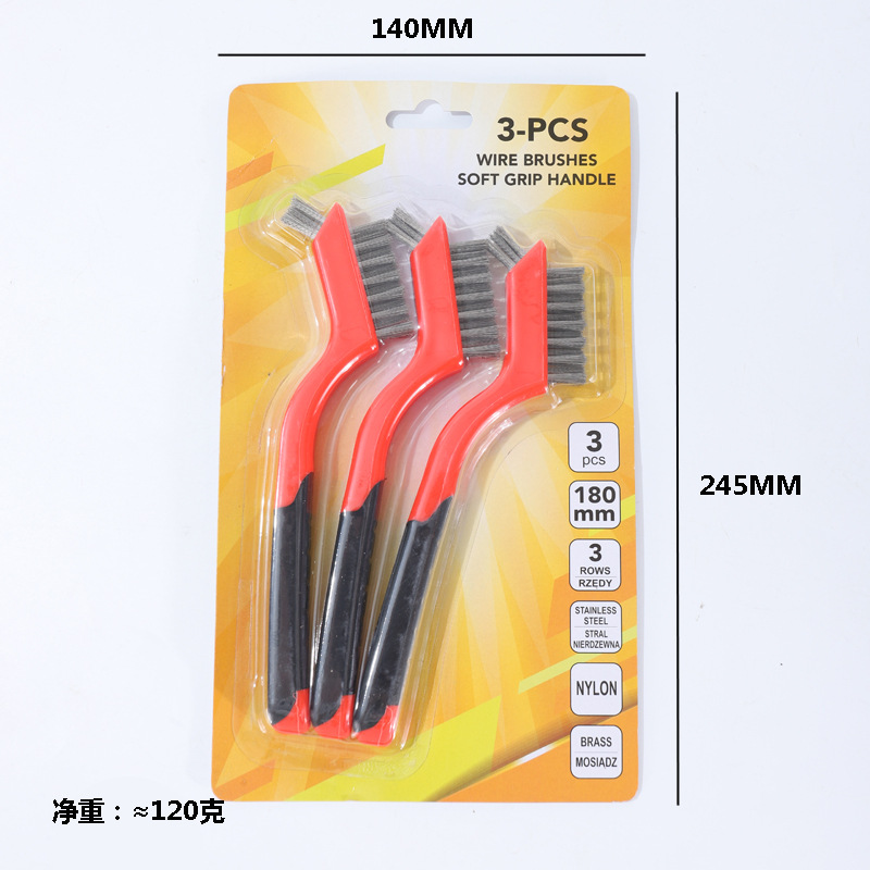 Nueve caballos 3PC traje de doble cabeza cepillo de alambre de acero inoxidable cepillo de alambre de cobre cepillo de limpieza Wenwan cepillo de eliminación de óxido