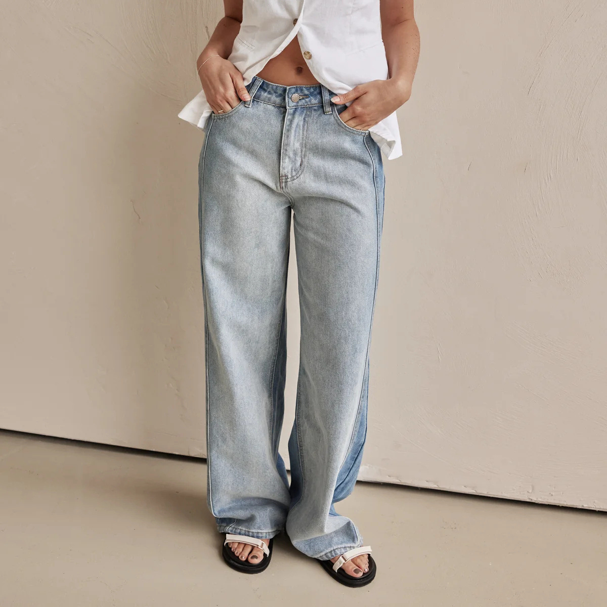 Women's 2025 New European And American Style Trendy Wide-Leg Pants Fashionable Street Washed Distressed Jeans 8932_ecoleips.com