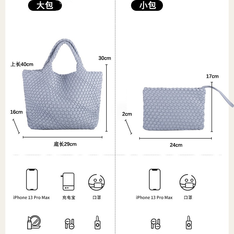 Bolso de mano de viajero de negocios transfronterizo bolso de mano de gran capacidad tejido PU 2022 nueva moda casual tejida Madre y niño bolsa