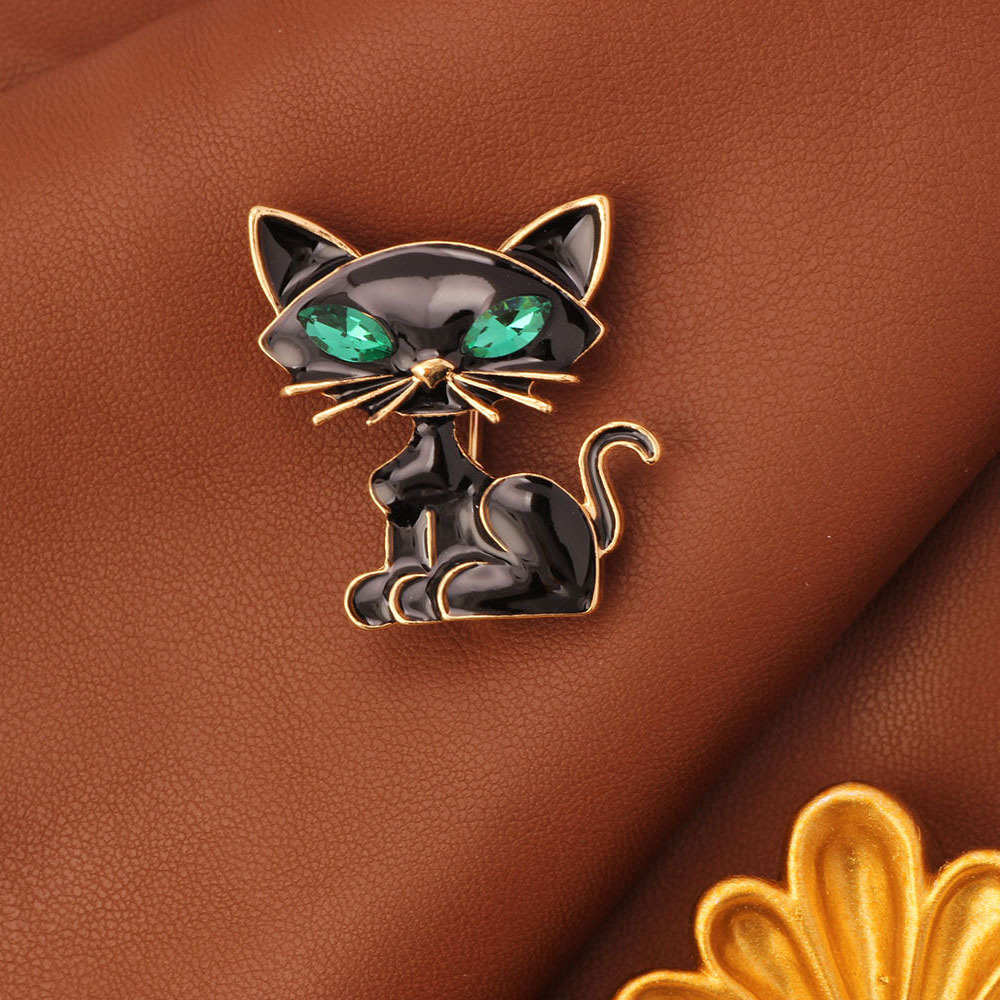 Brooch Versatile Suit Personalized Black Good White Accessories Mouse Crystal Pin Catching Cat New Style_voghion.com