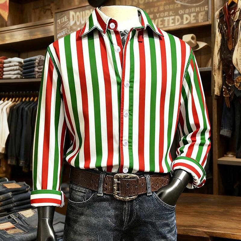2025 Large Size Shirt Cross-Border Fashion Men's Christmas Flower Shirt 3D Digital Printing Long-Sleeved Shirt Lapel 2025 Large Size Shirt Cross-Border Fashion Men's Christmas Flower Shirt 3D Digital Printing Long-Sleeved Shirt Lapel