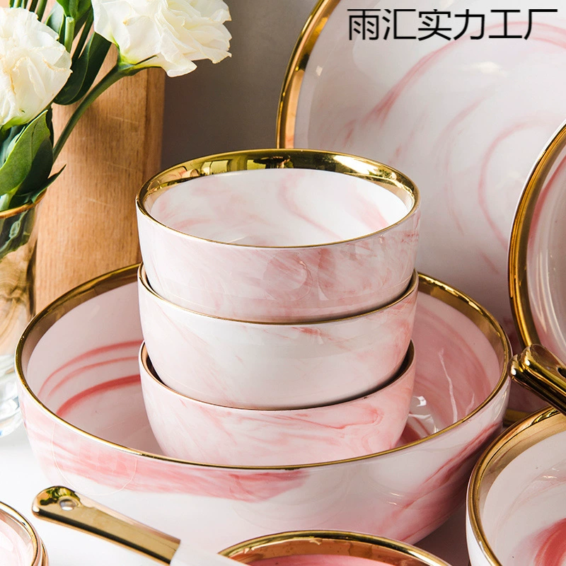 Скандинавская посуда, мраморный творческий набор, Ceramic подарочная коробка для дома, стиль светлая роскошь