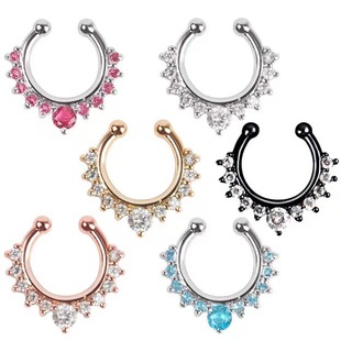 Exclusively for Cross-Border Simple Multi-Color Diamond-Encrusted Fake Nose Rings, Nose Nails, Lip Nails, Stainless Steel Anti-Allergic Nose Piercing Jewelry