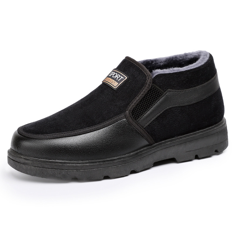 Zapatos de algodón para hombres de invierno nuevas botas para hombres con terciopelo grueso zapatos de ancianos calentamiento para hombres botas de algodón cómodas con suela gruesa